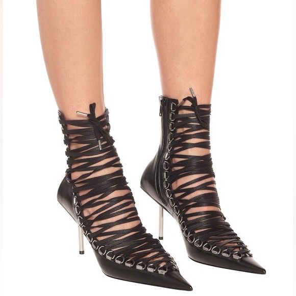 Balenciaga Corset Lace Up Knife Boots in Black - Picture 12 of 15
